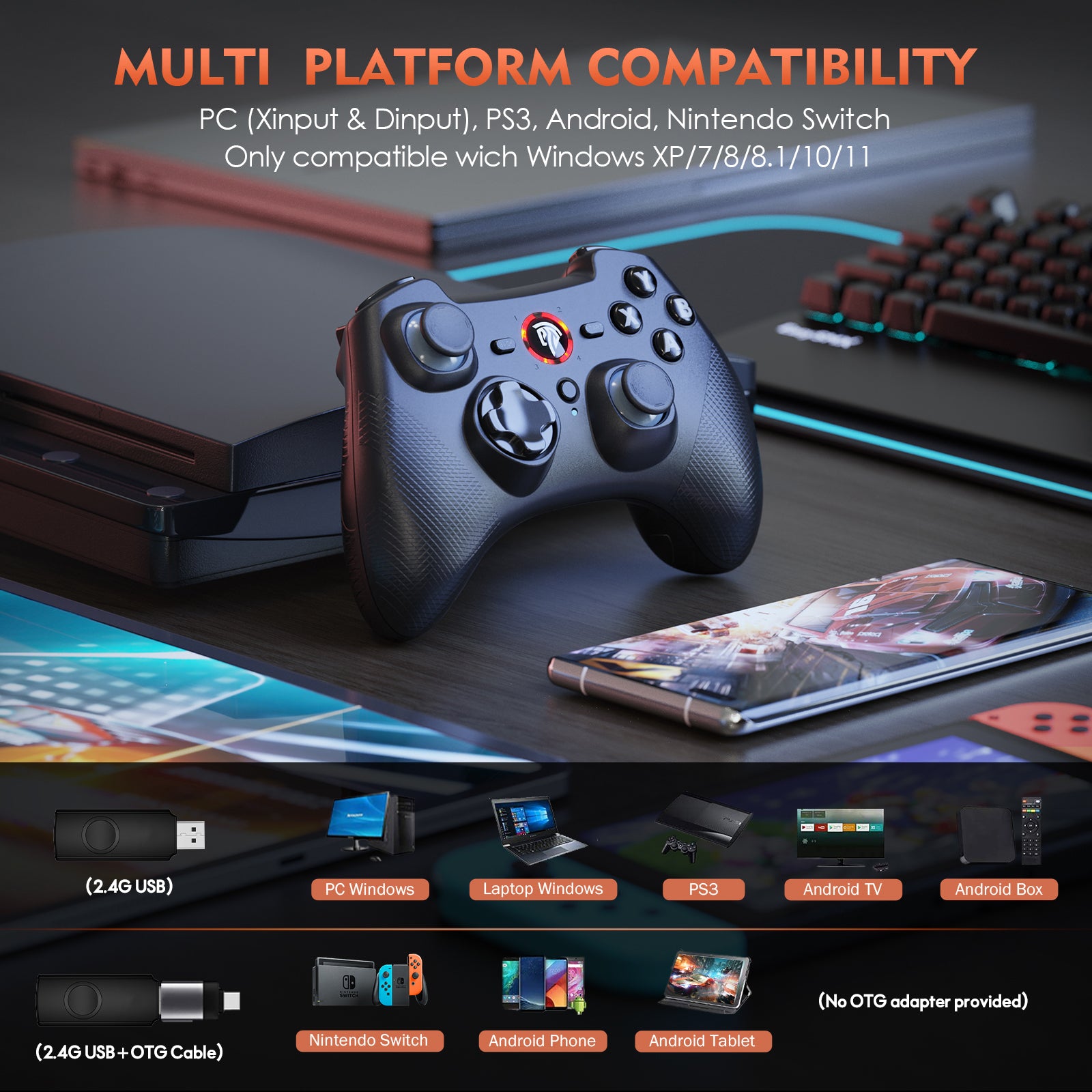 EASYSMX ESM-9101 2.4G Wireless Game Controller Dual-Vibration Gaming Gamepad Joystick for PC / PS3 EASYSMX ESM-9101 2.4G Wireless Game Controller Dual-Vibration Gaming Gamepad Joystick for PC / PS3